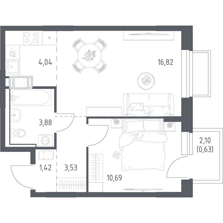 Apartment Sale, 41.01 sq. m. at Tomilino Park, 1-y kvartal, posyolok Zhilino-1, Lubertsy City District, Moscow Region, Russia #1 Apartment Sale, 41.01 sq. m. at Tomilino Park, 1-y kvartal, posyolok Zhilino-1, Lubertsy City District, Moscow Region, Russia #1
