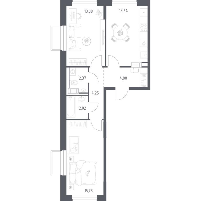 1-BD Apartment Sale, 56.77平方米 at Tomilino Park, 1-y kvartal, posyolok Zhilino-1, Lubertsy City District, Moscow Region, Russia #1 1-BD Apartment Sale, 56.77平方米 at Tomilino Park, 1-y kvartal, posyolok Zhilino-1, Lubertsy City District, Moscow Region, Russia #1