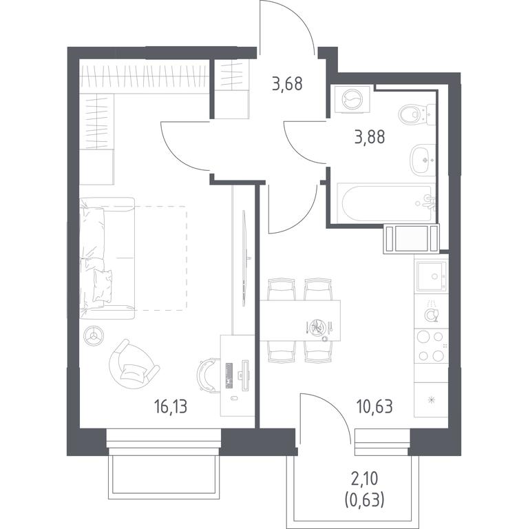 Apartment Sale, 34.95 sq. m. at Tomilino Park, 1-y kvartal, posyolok Zhilino-1, Lubertsy City District, Moscow Region, Russia #1 Apartment Sale, 34.95 sq. m. at Tomilino Park, 1-y kvartal, posyolok Zhilino-1, Lubertsy City District, Moscow Region, Russia #1