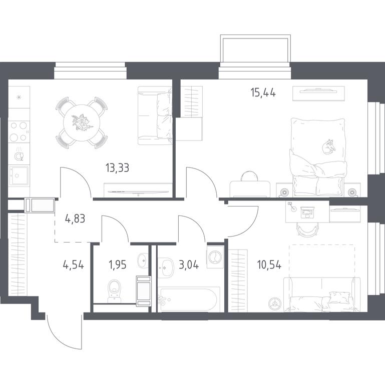 1-BD Apartment Sale, 53.67 sq. m. at Tomilino Park, 1-y kvartal, posyolok Zhilino-1, Lubertsy City District, Moscow Region, Russia #1 1-BD Apartment Sale, 53.67 sq. m. at Tomilino Park, 1-y kvartal, posyolok Zhilino-1, Lubertsy City District, Moscow Region, Russia #1