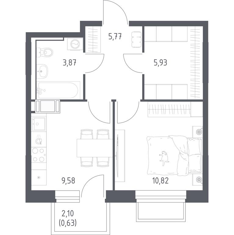 Apartment Sale, 36.6 sq. m. at Tomilino Park, 1-y kvartal, posyolok Zhilino-1, Lubertsy City District, Moscow Region, Russia #1