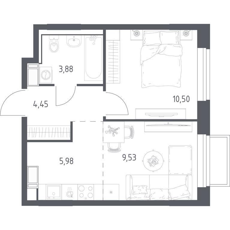 Apartment Sale, 34.34 sq. m. at Tomilino Park, 1-y kvartal, posyolok Zhilino-1, Lubertsy City District, Moscow Region, Russia #1 Apartment Sale, 34.34 sq. m. at Tomilino Park, 1-y kvartal, posyolok Zhilino-1, Lubertsy City District, Moscow Region, Russia #1