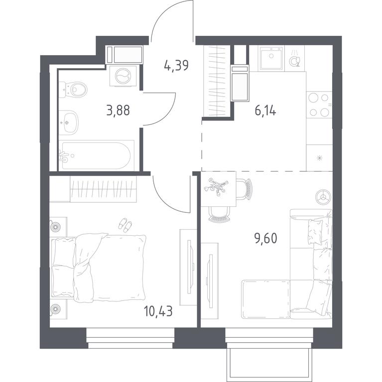 Apartment Sale, 34.44 sq. m. at Tomilino Park, 1-y kvartal, posyolok Zhilino-1, Lubertsy City District, Moscow Region, Russia #1 Apartment Sale, 34.44 sq. m. at Tomilino Park, 1-y kvartal, posyolok Zhilino-1, Lubertsy City District, Moscow Region, Russia #1
