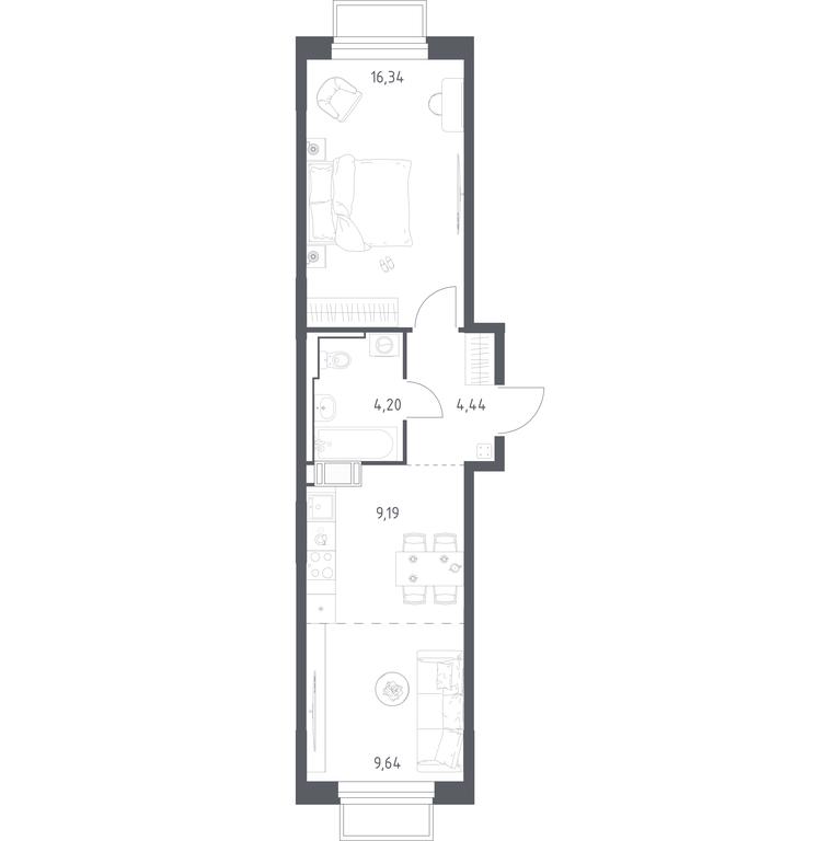 Apartment Sale, 43.81 sq. m. at Tomilino Park, 1-y kvartal, posyolok Zhilino-1, Lubertsy City District, Moscow Region, Russia #1