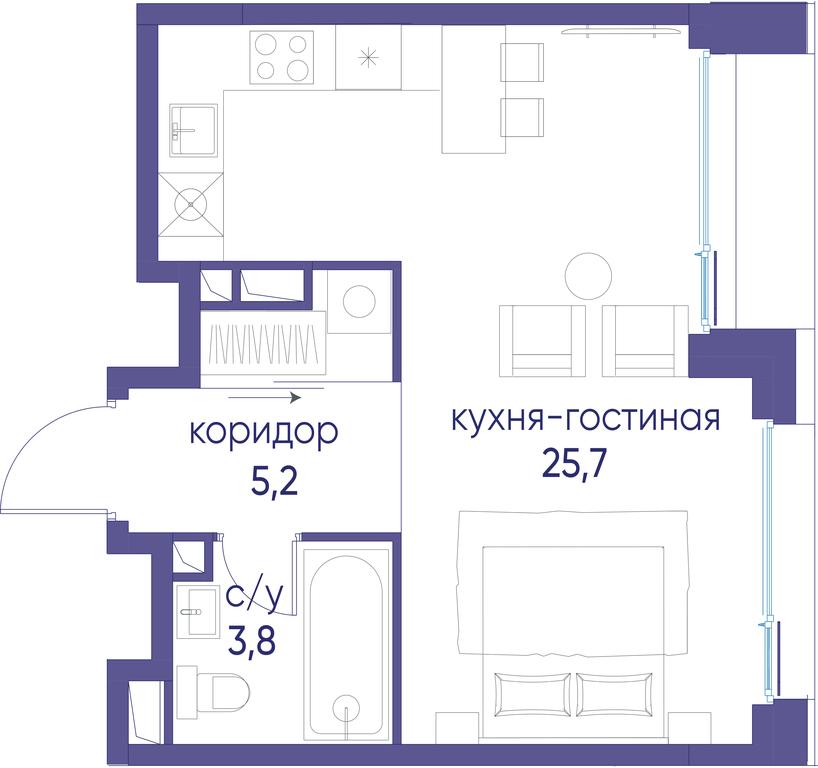 Apartment Sale, 34.7 sq. m. at Ostrov, Nizhnye Mnyovniki Street, 37Ас4, Moscow, Russia #1