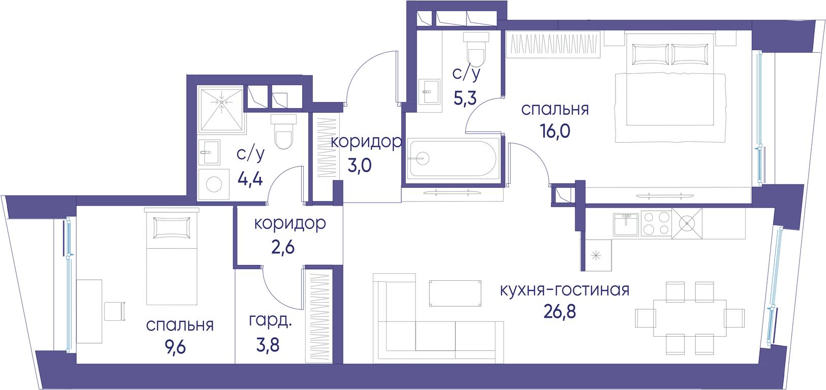 2-BD Apartment Sale, 71.5平方米 at Ostrov, Nizhnye Mnyovniki Street, 37Ас4, Moscow, Russia #1 2-BD Apartment Sale, 71.5平方米 at Ostrov, Nizhnye Mnyovniki Street, 37Ас4, Moscow, Russia #1