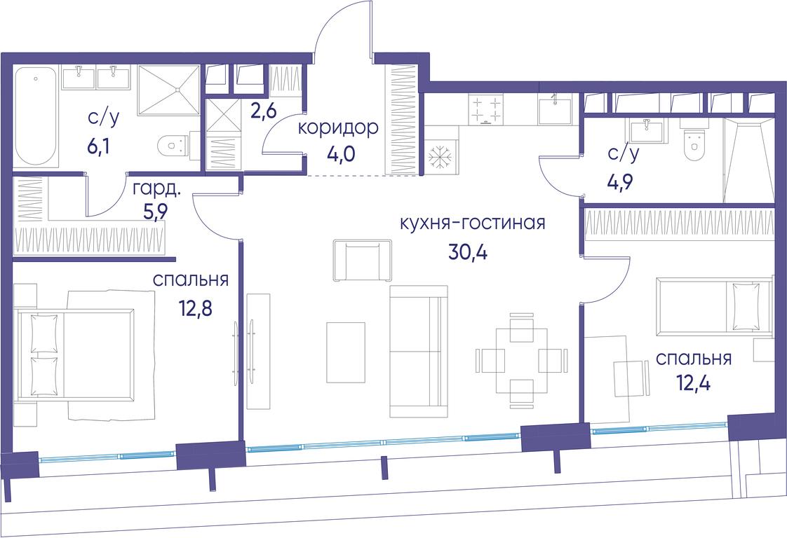 2-BD Apartment Sale, 79.1 sq. m. at Ostrov, Nizhnye Mnyovniki Street, 37Ас4, Moscow, Russia #1 2-BD Apartment Sale, 79.1 sq. m. at Ostrov, Nizhnye Mnyovniki Street, 37Ас4, Moscow, Russia #1