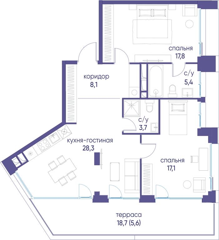 2-BD Apartment Sale, 86 sq. m. at Ostrov, Nizhnye Mnyovniki Street, 37Ас4, Moscow, Russia #1 2-BD Apartment Sale, 86 sq. m. at Ostrov, Nizhnye Mnyovniki Street, 37Ас4, Moscow, Russia #1