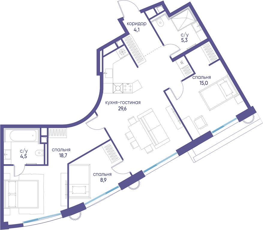 3-BD Apartment Sale, 85.4 sq. m. at Ostrov, Nizhnye Mnyovniki Street, 37Ас4, Moscow, Russia #1 3-BD Apartment Sale, 85.4 sq. m. at Ostrov, Nizhnye Mnyovniki Street, 37Ас4, Moscow, Russia #1