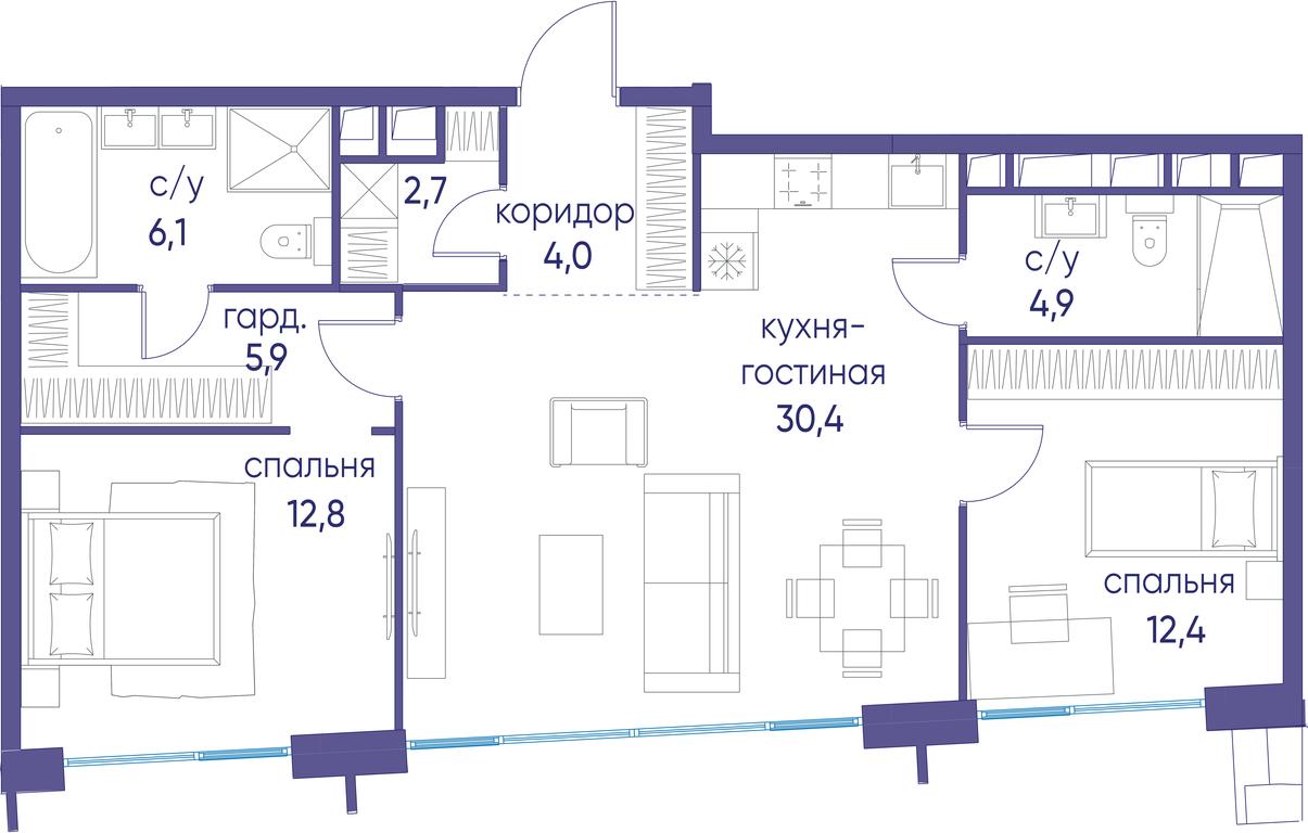 2-BD Apartment Sale, 79.1平方米 at Ostrov, Nizhnye Mnyovniki Street, 37Ас4, Moscow, Russia #1 2-BD Apartment Sale, 79.1平方米 at Ostrov, Nizhnye Mnyovniki Street, 37Ас4, Moscow, Russia #1