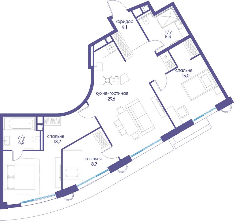 3-BD Apartment Sale, 85.5 sq. m. at Ostrov, Nizhnye Mnyovniki Street, 37Ас4, Moscow, Russia #1 3-BD Apartment Sale, 85.5 sq. m. at Ostrov, Nizhnye Mnyovniki Street, 37Ас4, Moscow, Russia #1