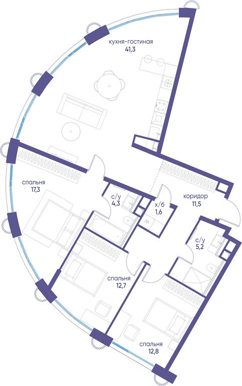 3-BD Apartment Sale, 106.4 sq. m. at Ostrov, Nizhnye Mnyovniki Street, 37Ас4, Moscow, Russia #1 3-BD Apartment Sale, 106.4 sq. m. at Ostrov, Nizhnye Mnyovniki Street, 37Ас4, Moscow, Russia #1