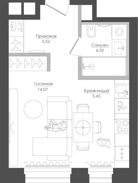 Apartment Sale, 29.49平方米 at Seliger City, Ilmenskiy Drive, 14к3, Moscow, Russia #1