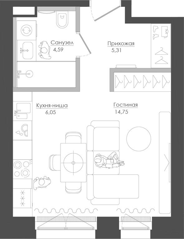 Apartment Sale, 32.83平方米 at Seliger City, Ilmenskiy Drive, 14к3, Moscow, Russia #1