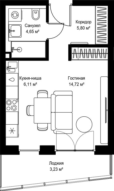 Apartment Sale, 34.51平方米 at Seliger City, Ilmenskiy Drive, 14к3, Moscow, Russia #2