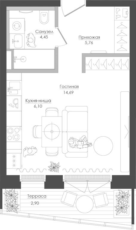 Apartment Sale, 34.51平方米 at Seliger City, Ilmenskiy Drive, 14к3, Moscow, Russia #1