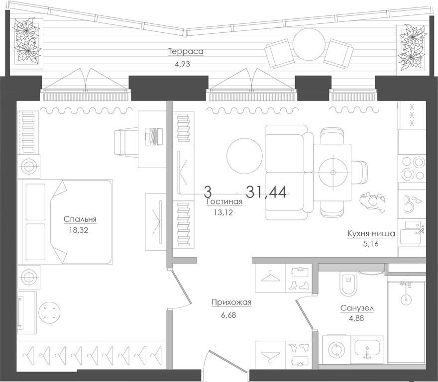 1-BD Apartment Sale, 54.42 sq. m. at Seliger City, Ilmenskiy Drive, 14к3, Moscow, Russia #1