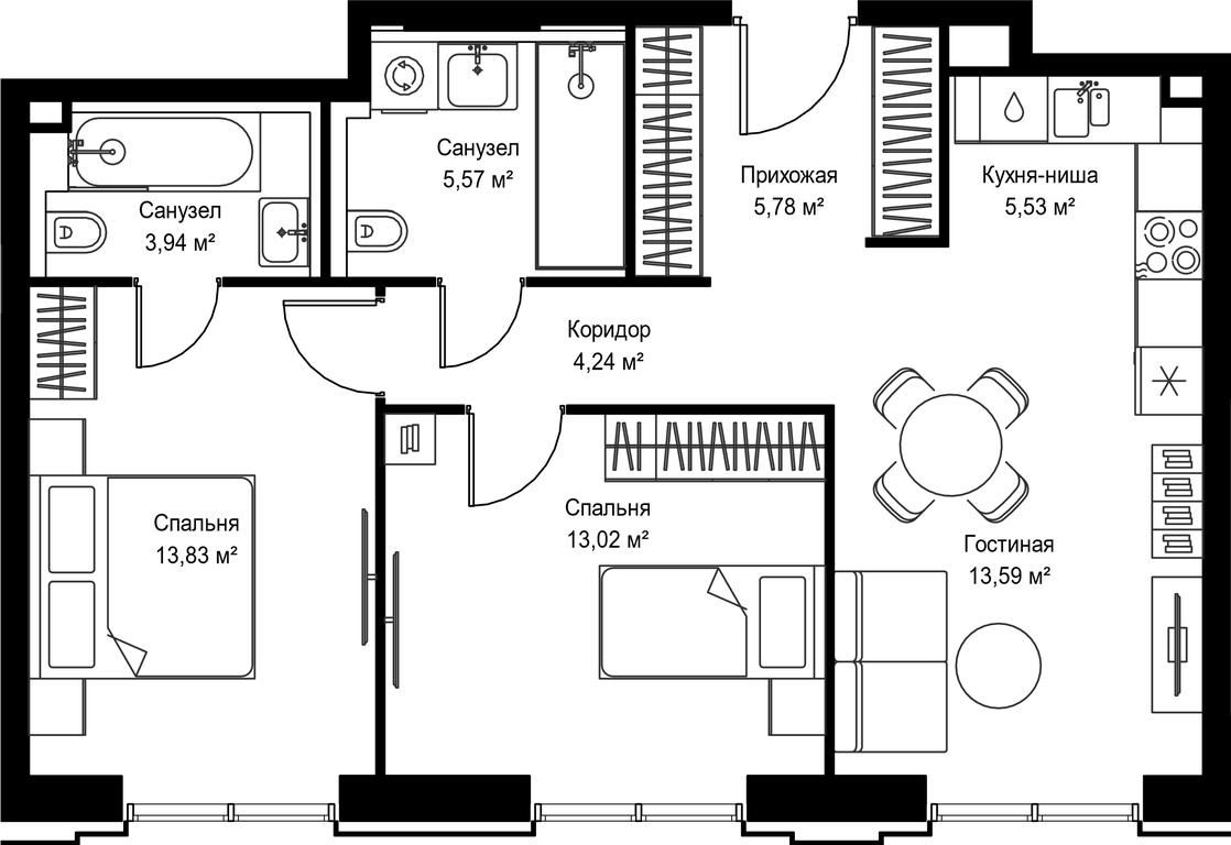 2-BD Apartment Sale, 65.5 sq. m. at Seliger City, Ilmenskiy Drive, 14к3, Moscow, Russia #2 2-BD Apartment Sale, 65.5 sq. m. at Seliger City, Ilmenskiy Drive, 14к3, Moscow, Russia #2
