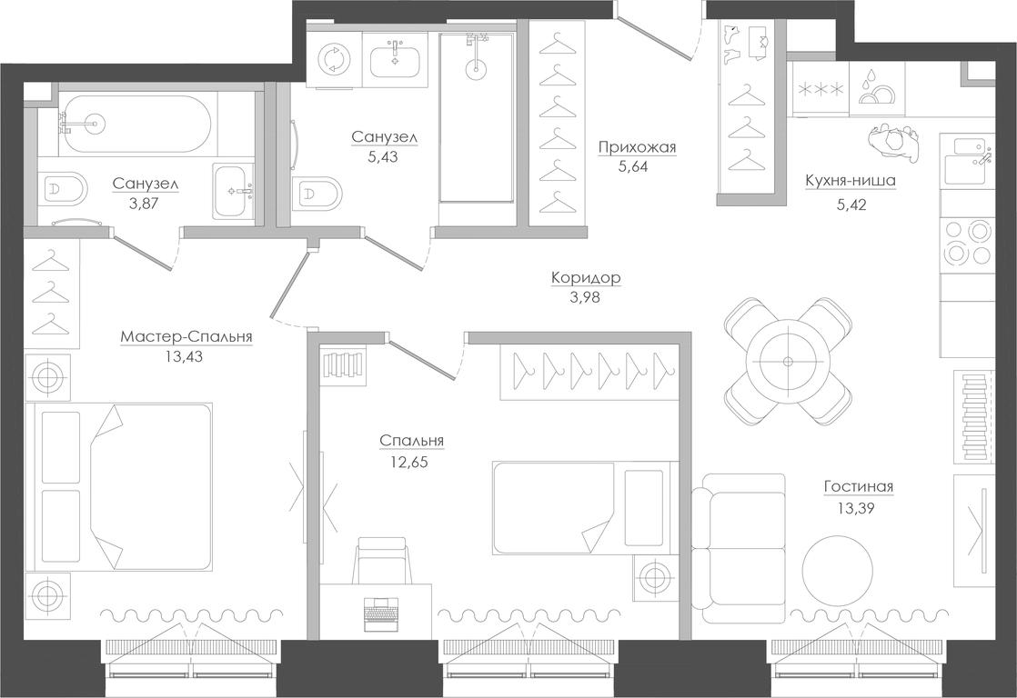2-BD Apartment Sale, 65.5 sq. m. at Seliger City, Ilmenskiy Drive, 14к3, Moscow, Russia #1 2-BD Apartment Sale, 65.5 sq. m. at Seliger City, Ilmenskiy Drive, 14к3, Moscow, Russia #1