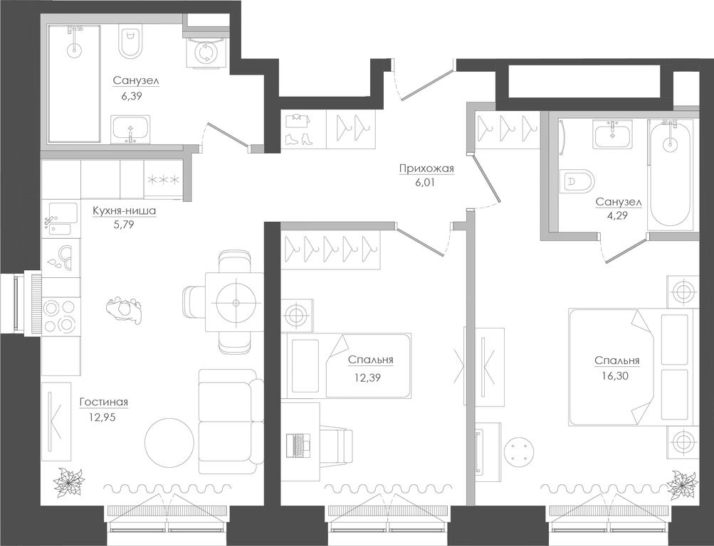 2-BD Apartment Sale, 64.49 sq. m. at Seliger City, Ilmenskiy Drive, 14к3, Moscow, Russia #1