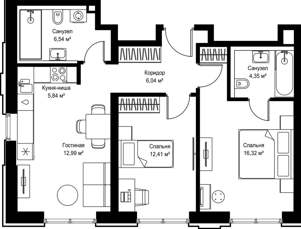 2-BD Apartment Sale, 64.49 sq. m. at Seliger City, Ilmenskiy Drive, 14к3, Moscow, Russia #2