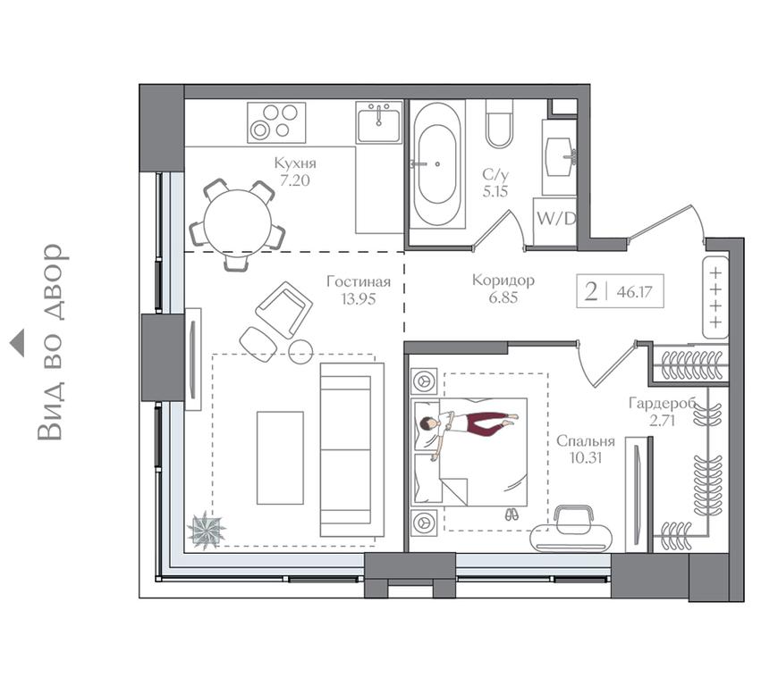 1-BD Apartment Sale, 46.17平方米 at Preobrazhenskaya ploschad, 1st Bukhvostova Street, Moscow, Russia #1 1-BD Apartment Sale, 46.17平方米 at Preobrazhenskaya ploschad, 1st Bukhvostova Street, Moscow, Russia #1