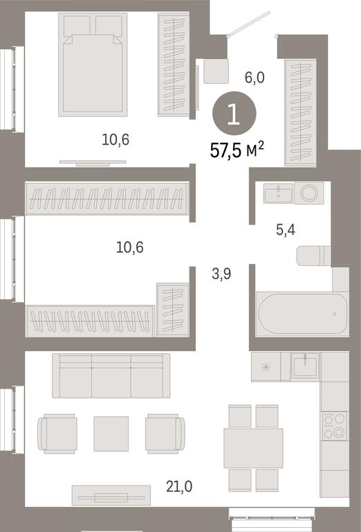 2-BD Apartment Sale, 57.5 sq. m. at Kvartal Metronom, Tagilskaya Street, Moscow, Russia #1 2-BD Apartment Sale, 57.5 sq. m. at Kvartal Metronom, Tagilskaya Street, Moscow, Russia #1