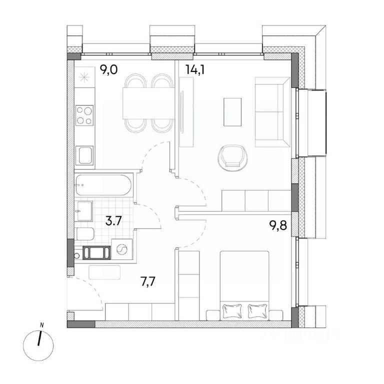 1-BD Apartment Sale, 44.3 sq. m. at Wellbe (Vellbi), Aleksandrovka Street, Zelenograd, Moscow, Russia #1