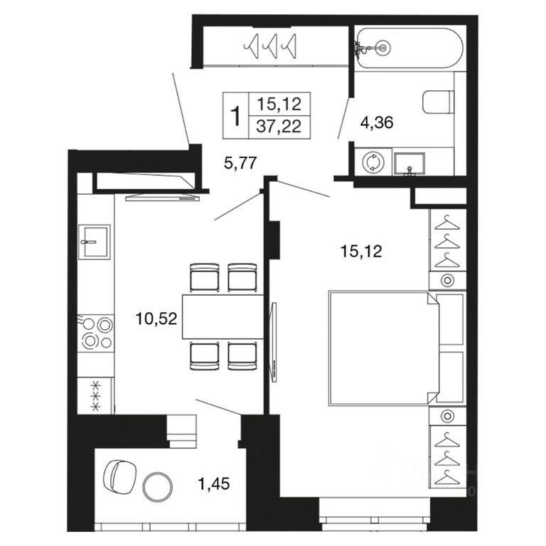 Apartment Sale, 37.22 sq. m. at Vremena goda, Proletarskaya ulitsa, Aprelevka, Naro-Fominskiy City District, Moscow Region, Russia #1