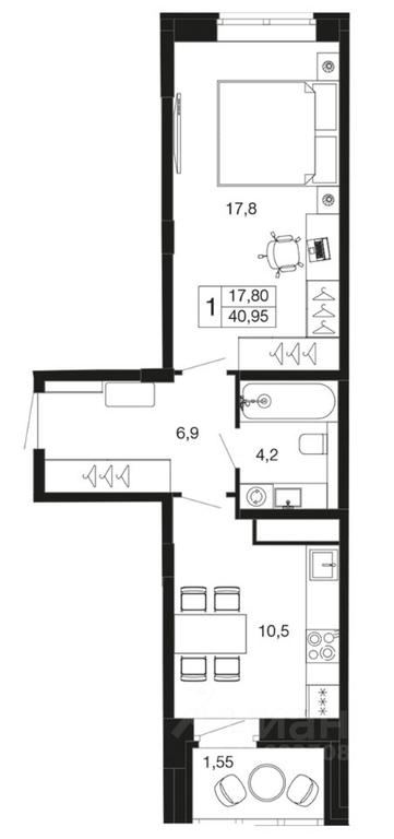 Apartment Sale, 40.95 sq. m. at Vremena goda, Proletarskaya ulitsa, Aprelevka, Naro-Fominskiy City District, Moscow Region, Russia #1