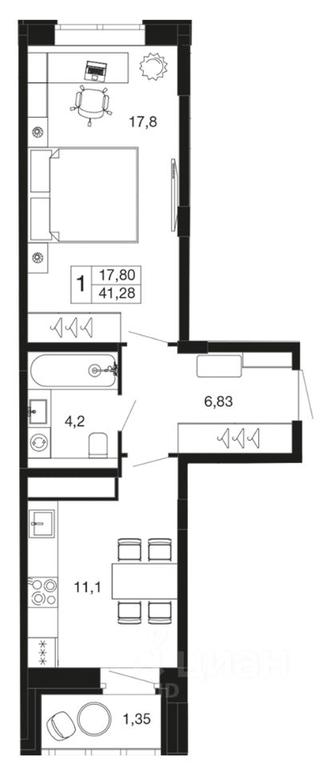 Apartment Sale, 41.28 sq. m. at Vremena goda, Proletarskaya ulitsa, Aprelevka, Naro-Fominskiy City District, Moscow Region, Russia #1