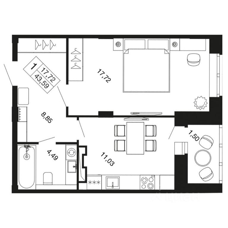 Apartment Sale, 43.59 sq. m. at Vremena goda, Proletarskaya ulitsa, Aprelevka, Naro-Fominskiy City District, Moscow Region, Russia #1 Apartment Sale, 43.59 sq. m. at Vremena goda, Proletarskaya ulitsa, Aprelevka, Naro-Fominskiy City District, Moscow Region, Russia #1