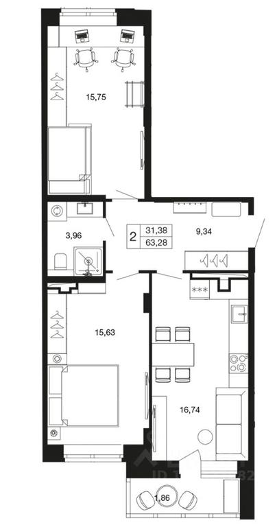 1-BD Apartment Sale, 63.28 sq. m. at Vremena goda, Proletarskaya ulitsa, Aprelevka, Naro-Fominskiy City District, Moscow Region, Russia #1 1-BD Apartment Sale, 63.28 sq. m. at Vremena goda, Proletarskaya ulitsa, Aprelevka, Naro-Fominskiy City District, Moscow Region, Russia #1