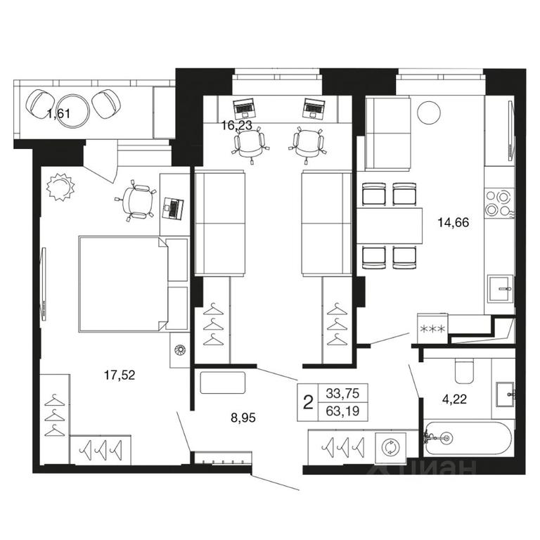 1-BD Apartment Sale, 63.19 sq. m. at Vremena goda, Proletarskaya ulitsa, Aprelevka, Naro-Fominskiy City District, Moscow Region, Russia #1 1-BD Apartment Sale, 63.19 sq. m. at Vremena goda, Proletarskaya ulitsa, Aprelevka, Naro-Fominskiy City District, Moscow Region, Russia #1