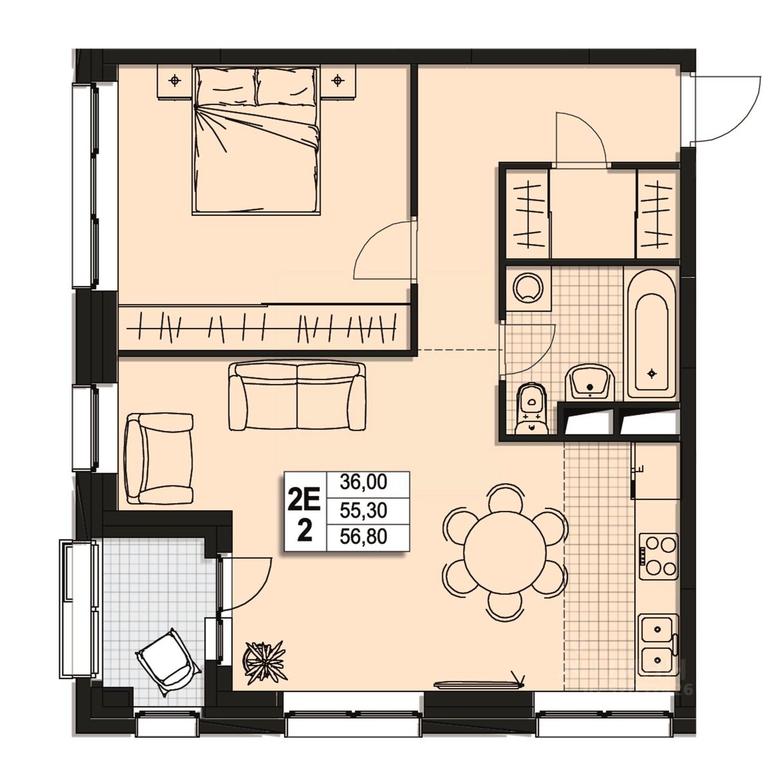 1-BD Apartment Sale, 55.1 sq. m. at Atlantis, Novomytischinsky Avenue, Mytischi, Moscow Region, Russia #1