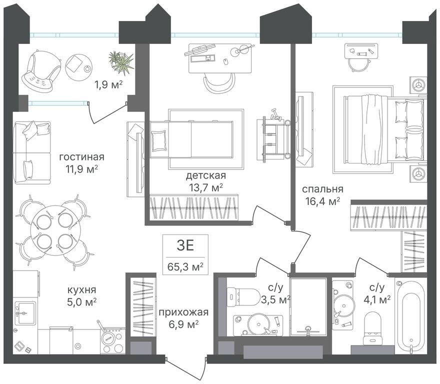 2-BD Apartment Sale, 63.4 sq. m. at Petrovskiy Park II, Stary Petrovsko-Razumovsky Drive, 1/23, Moscow, Russia #1