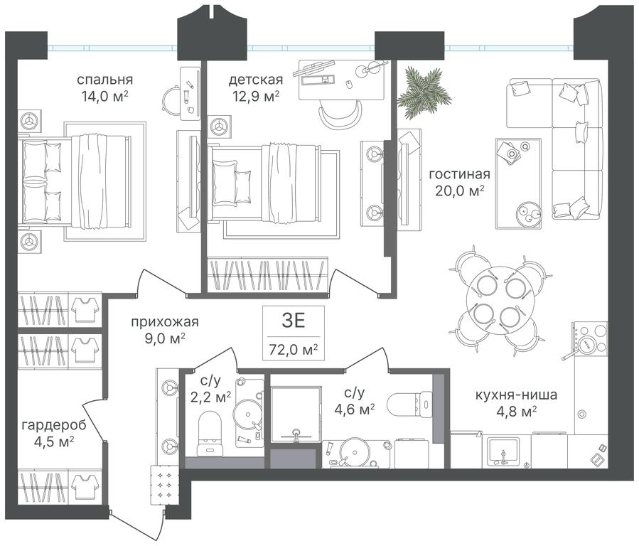 2-BD Apartment Sale, 72 sq. m. at Petrovskiy Park II, Stary Petrovsko-Razumovsky Drive, 1/23, Moscow, Russia #1
