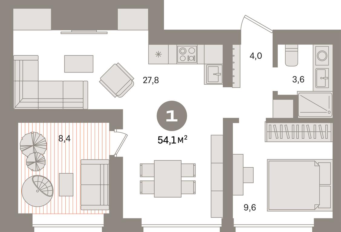 1-BD Apartment Sale, 54.1平方米 at Kvartal Izdanie, Perovskoye Highway, Moscow, Russia #1 1-BD Apartment Sale, 54.1平方米 at Kvartal Izdanie, Perovskoye Highway, Moscow, Russia #1