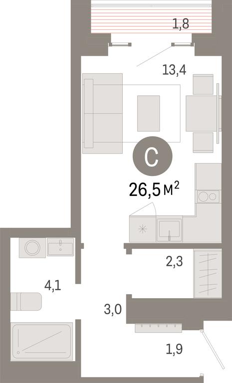 Apartment Sale, 26.5平方米 at Kvartal Metronom, Tagilskaya Street, Moscow, Russia #1