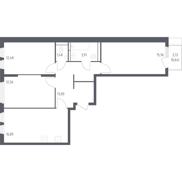 2-BD Apartment Sale, 76.72 sq. m. at Ostafevo, Ostafyevskoe Highway, 12к1, Ryazanovskoe Settlement, Moscow, Russia #1 2-BD Apartment Sale, 76.72 sq. m. at Ostafevo, Ostafyevskoe Highway, 12к1, Ryazanovskoe Settlement, Moscow, Russia #1