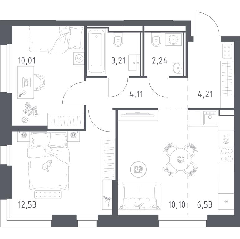 1-BD Apartment Sale, 52.94 sq. m. at Kvartal Strogino, zhiloy kompleks Kvartal Strogino, Krasnogorsk, Moscow Region, Russia #1 1-BD Apartment Sale, 52.94 sq. m. at Kvartal Strogino, zhiloy kompleks Kvartal Strogino, Krasnogorsk, Moscow Region, Russia #1