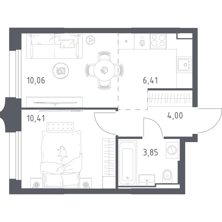Apartment Sale, 34.73平方米 at Kvartal Strogino, zhiloy kompleks Kvartal Strogino, Krasnogorsk, Moscow Region, Russia #1