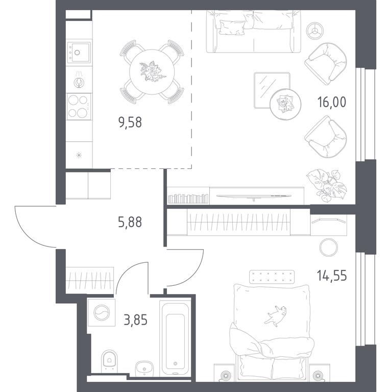 Apartment Sale, 49.86 sq. m. at Kvartal Strogino, zhiloy kompleks Kvartal Strogino, Krasnogorsk, Moscow Region, Russia #1