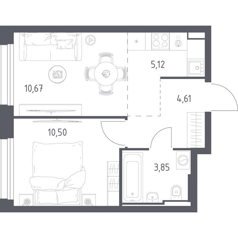 Apartment Sale, 34.75 sq. m. at Kvartal Strogino, zhiloy kompleks Kvartal Strogino, Krasnogorsk, Moscow Region, Russia #1