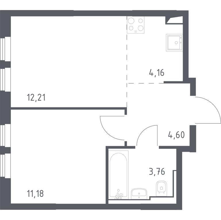 Apartment Sale, 35.91平方米 at Ostafevo, Ostafyevskoe Highway, 12к1, Ryazanovskoe Settlement, Moscow, Russia #1