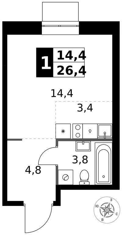 Apartment Sale, 26.4平方米 at 1 Izmajlovskij, Montazhnaya Street, 8с13, Moscow, Russia #1 Apartment Sale, 26.4平方米 at 1 Izmajlovskij, Montazhnaya Street, 8с13, Moscow, Russia #1