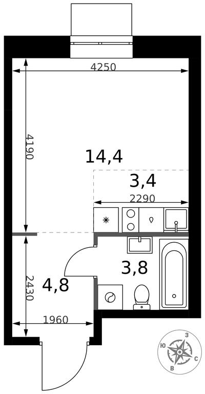 Apartment Sale, 26.4平方米 at 1 Izmajlovskij, Montazhnaya Street, 8с13, Moscow, Russia #2 Apartment Sale, 26.4平方米 at 1 Izmajlovskij, Montazhnaya Street, 8с13, Moscow, Russia #2