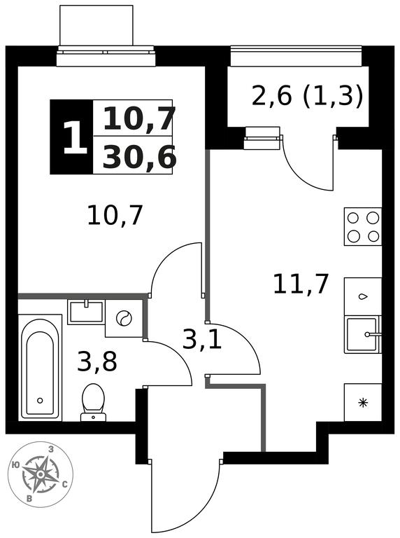 1-BD Apartment Sale, 30.6平方米 at 1 Izmajlovskij, Montazhnaya Street, 8с13, Moscow, Russia #1 1-BD Apartment Sale, 30.6平方米 at 1 Izmajlovskij, Montazhnaya Street, 8с13, Moscow, Russia #1