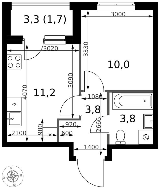 1-BD Apartment Sale, 30.5 sq. m. at 1 Izmajlovskij, Montazhnaya Street, 8с13, Moscow, Russia #2