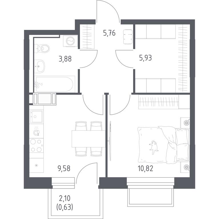 Apartment Sale, 36.6 sq. m. at Tomilino Park, 1-y kvartal, posyolok Zhilino-1, Lubertsy City District, Moscow Region, Russia #1